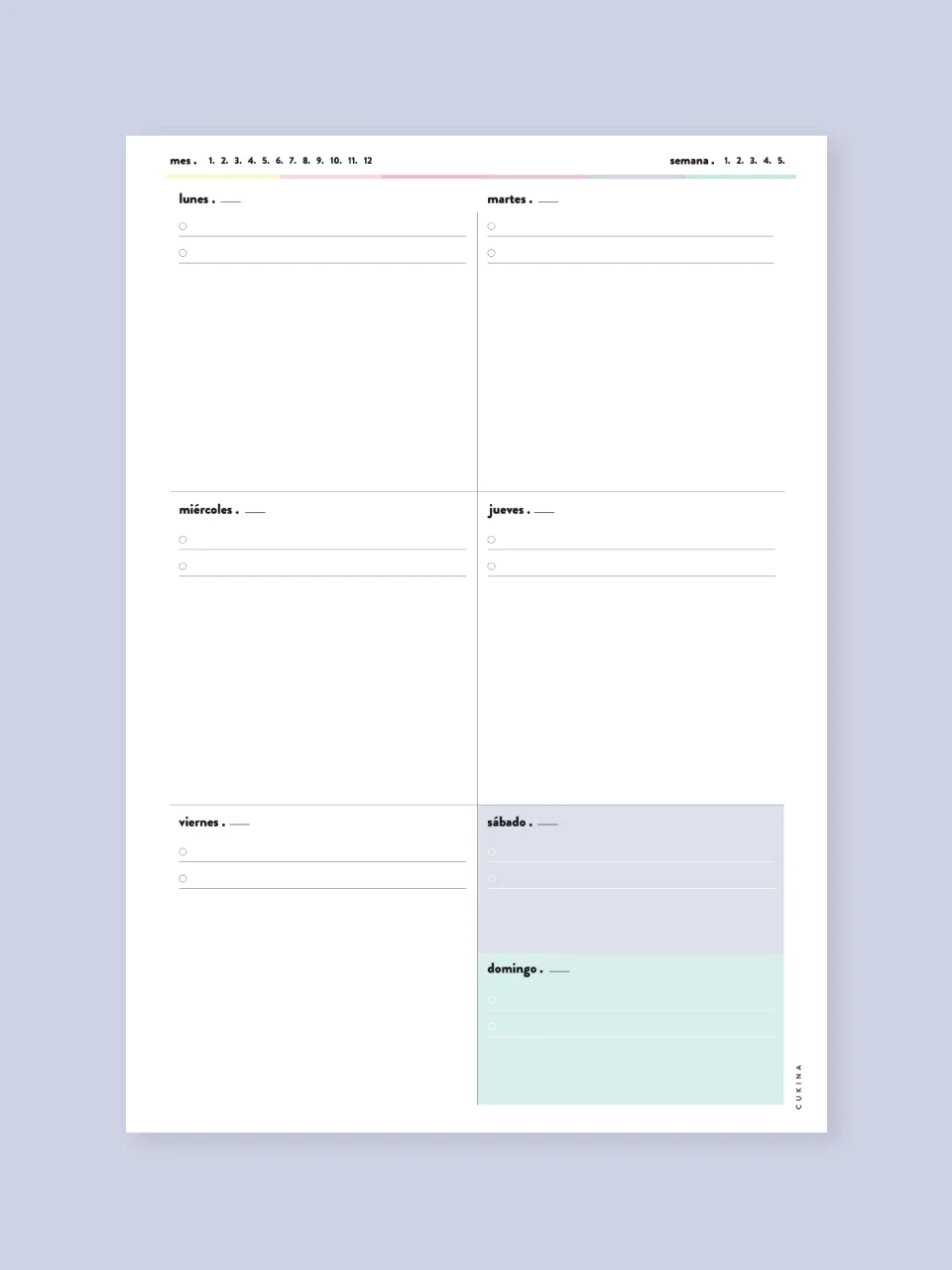 Planner semana a la vista A4