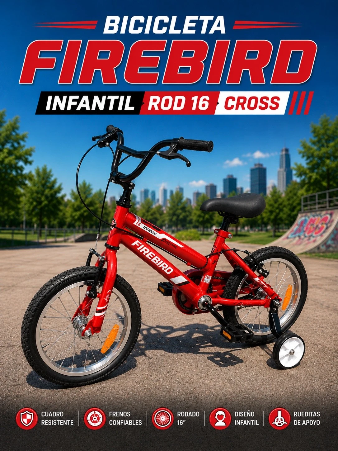 BICICLETA FIREBIRD CROSS ROD 16 INFANTIL ROJA 
