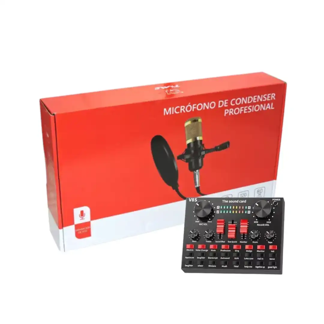 KIT MICROFONO CONDENSER TIME COMPLETO + PLACA DE SONIDO V8S