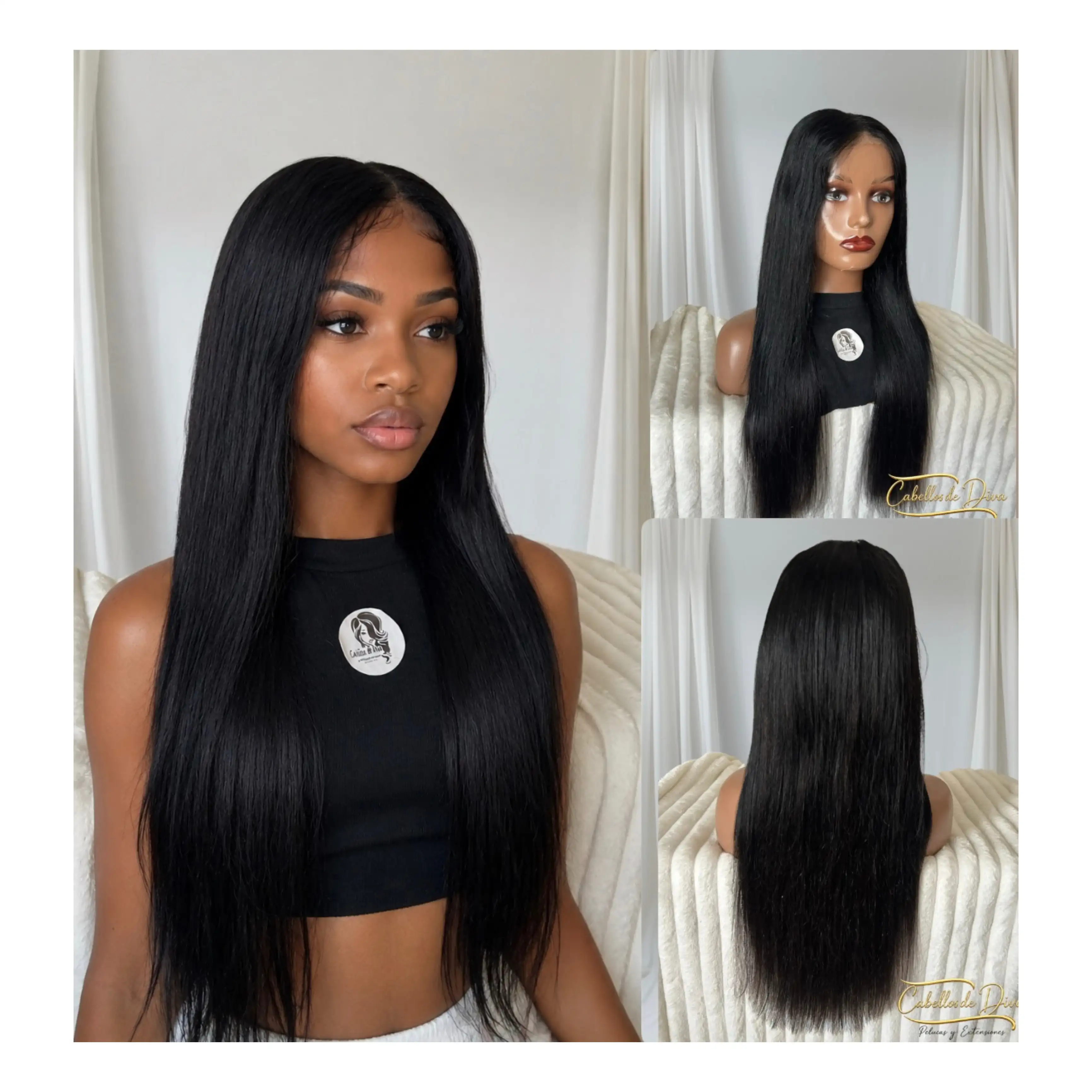 Peluca cabello humano 26 pulgadas, frontal lace 7x5 glueless, densidad media 