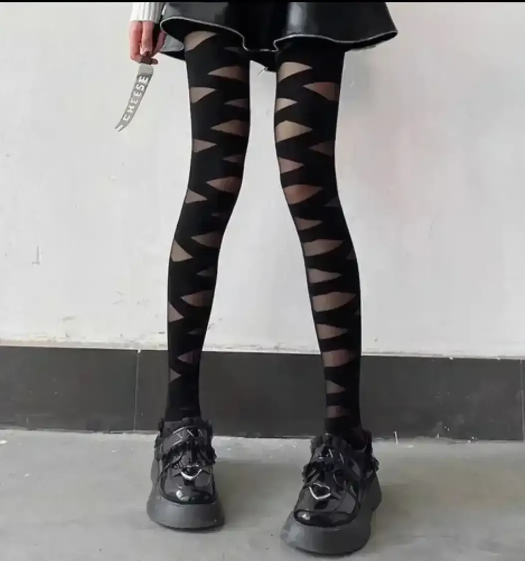Pantymedia negro rayas 