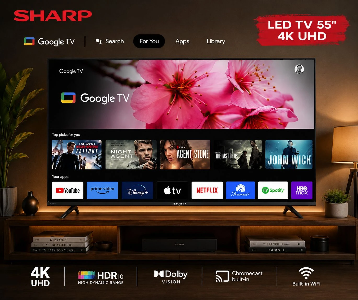 SMART TV SHARP 55" C/GOOGLE TV 
