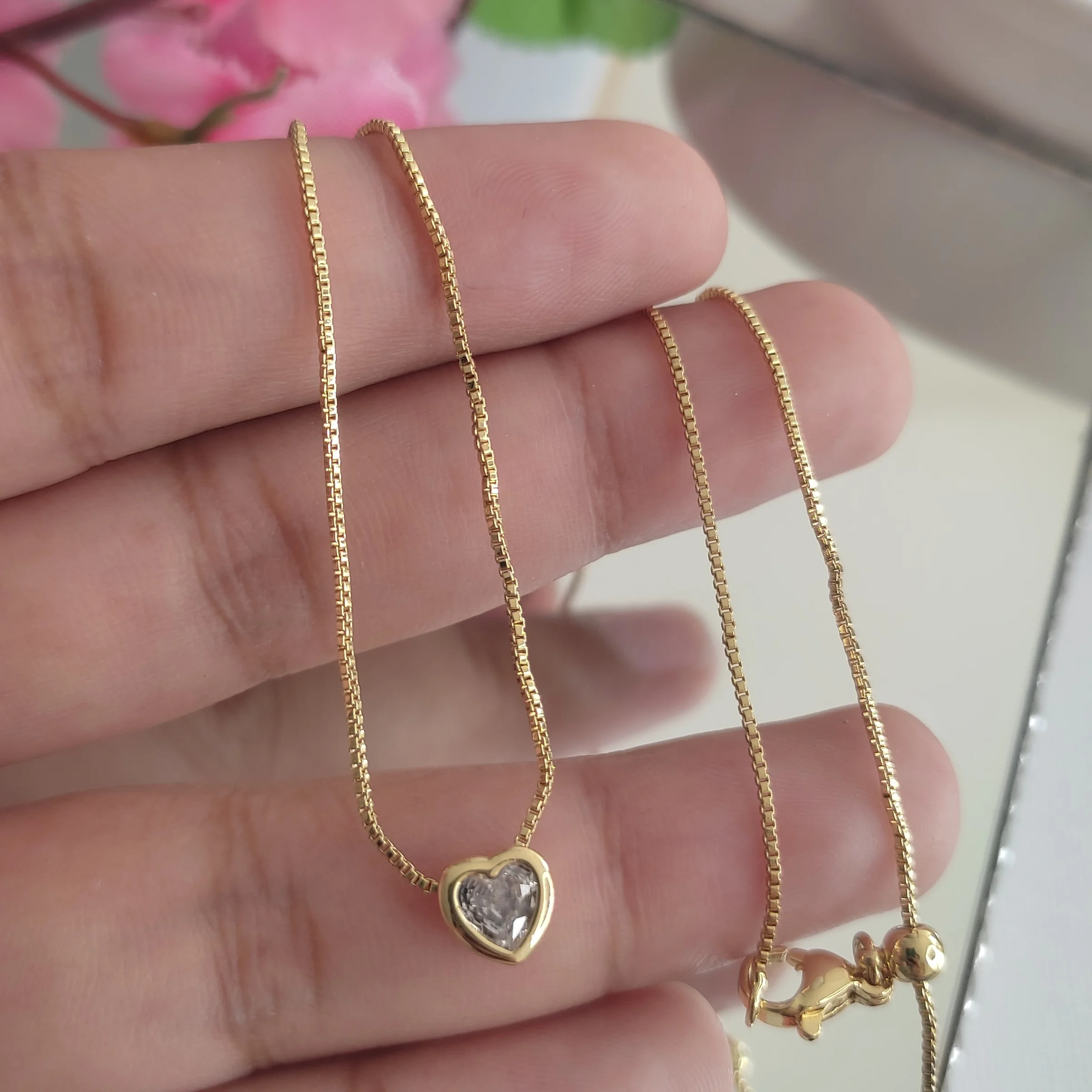 CADENA AJUSTABLE CORAZON BRILLANTE