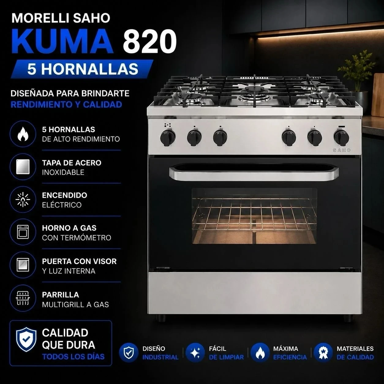 COCINA MORELLI Saho Kuma 82 CM PUERTA VISOR VIDRIO