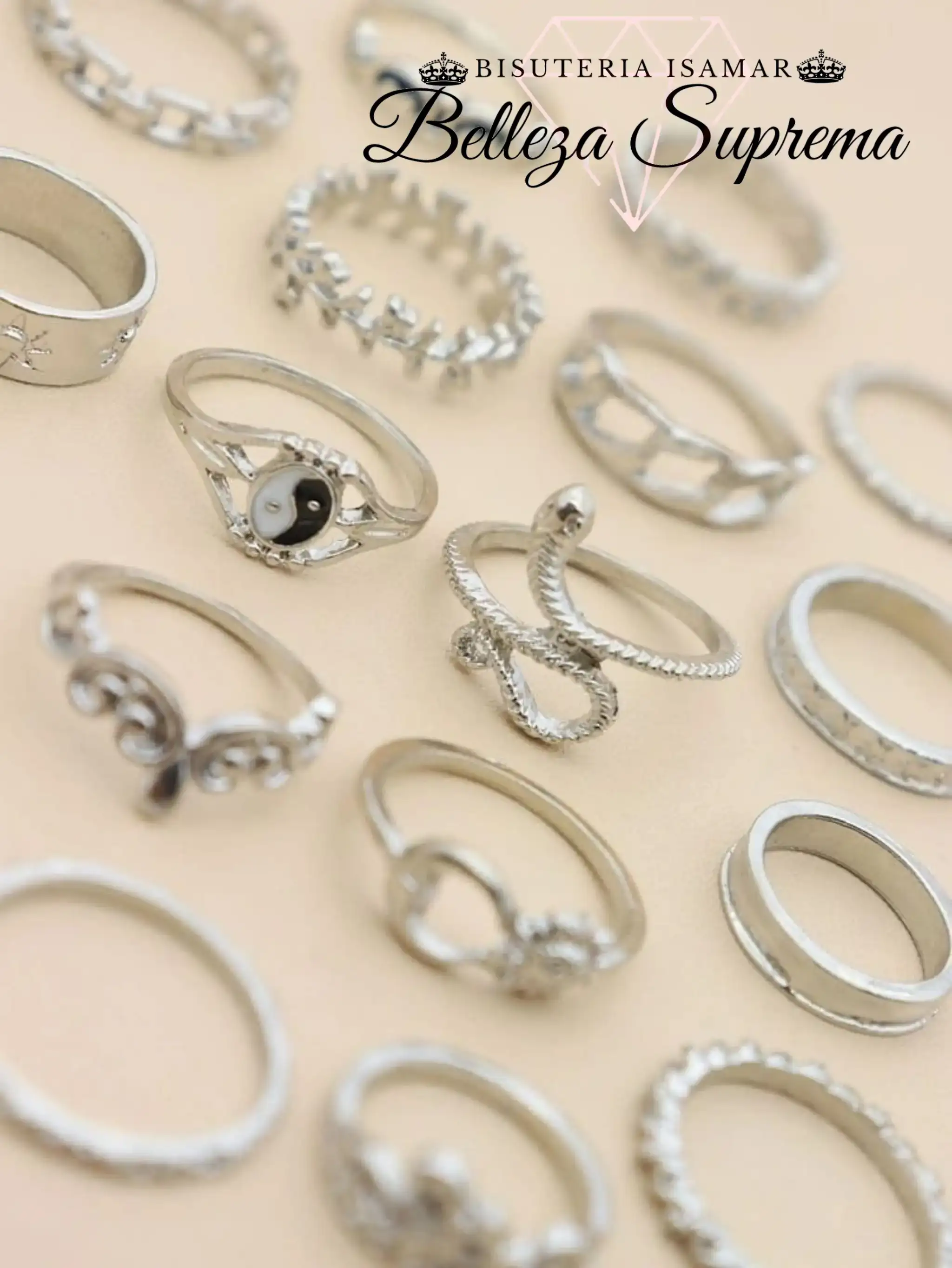 SET DE 16 ANILLOS PLATA QUEMADA 3