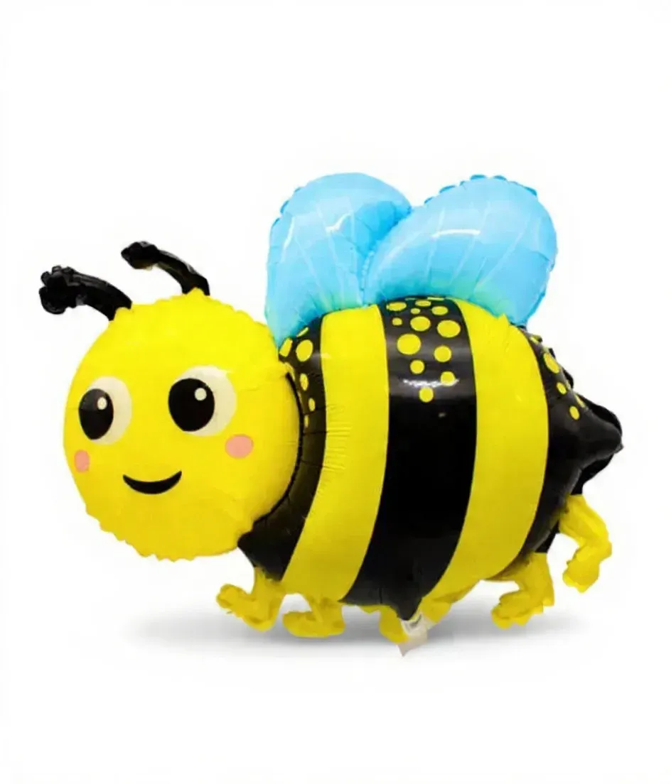 Globo metalizado Abeja con palito porta globo 53x43cm
