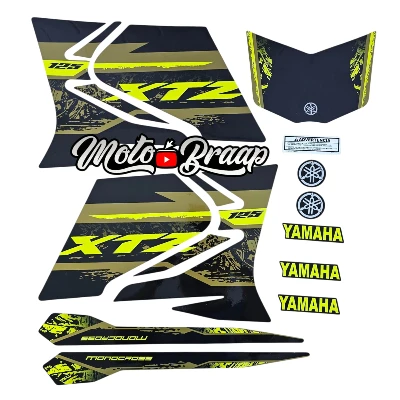 Xtz 125 Calcomanias rasgado 2025 Negro arena amarillo limon
