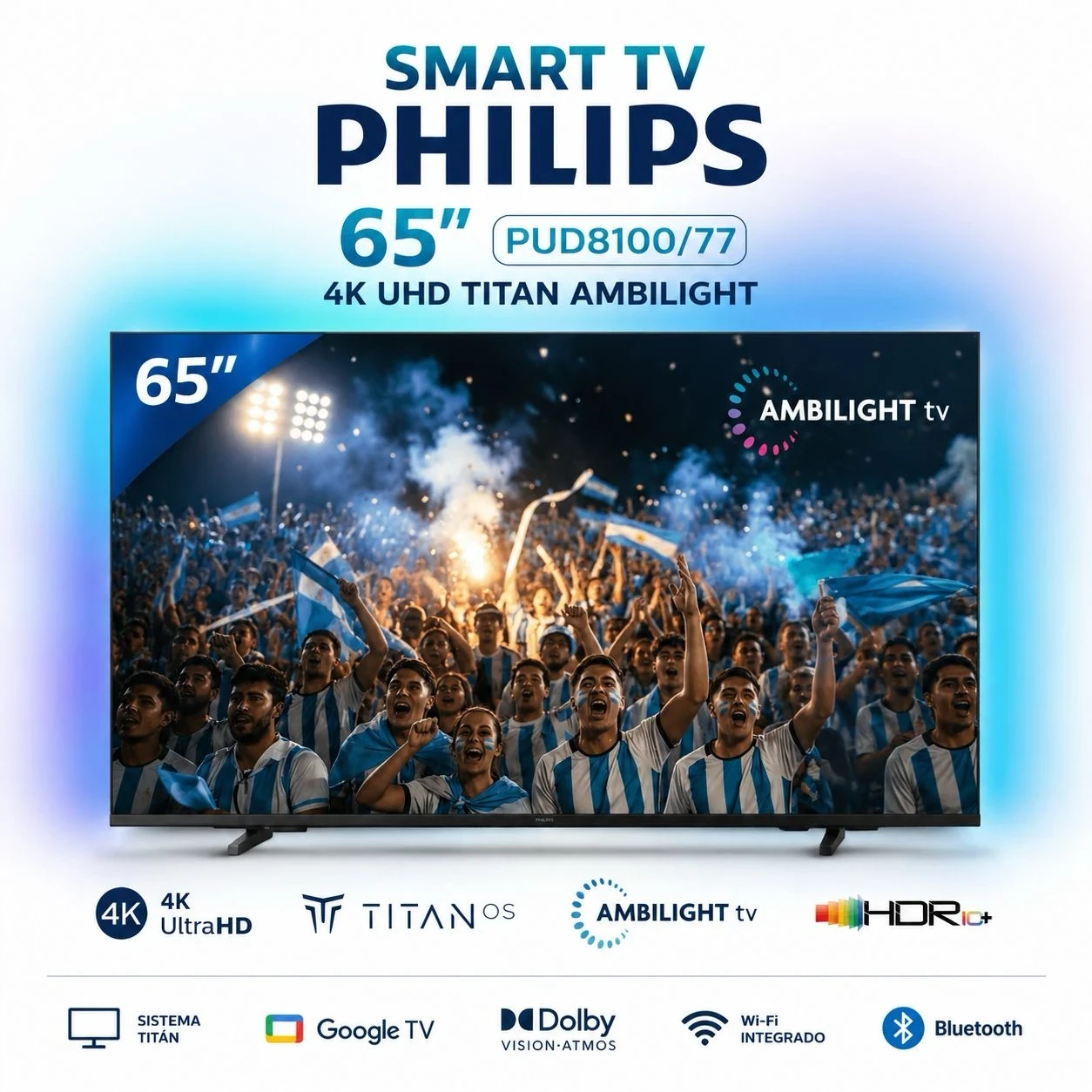  SMART TV PHILIPS 65" TITAN AMBILIGHT 