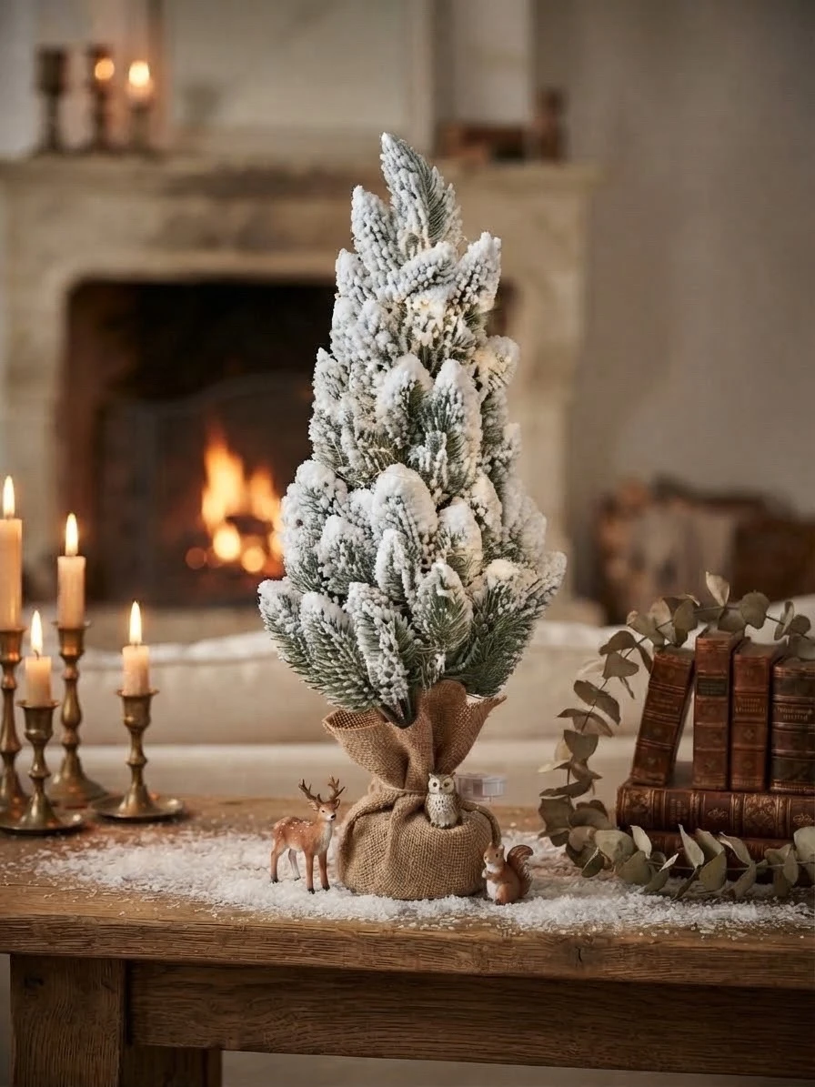 Arbol decorativo con simulacion de nieve y luz led 