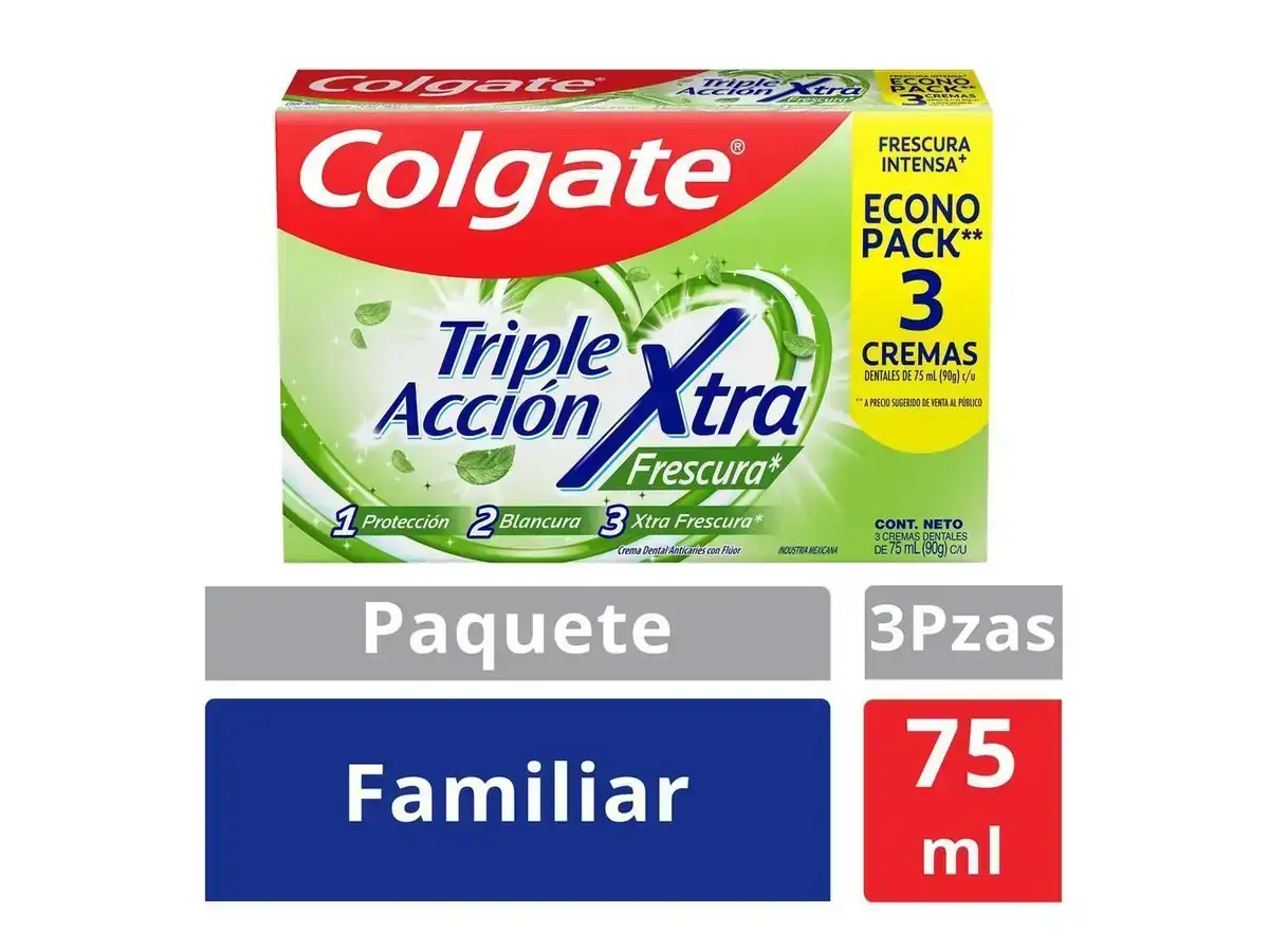 Crema Colgate Triple Acción Extra Frescura x 3-75ml c/u