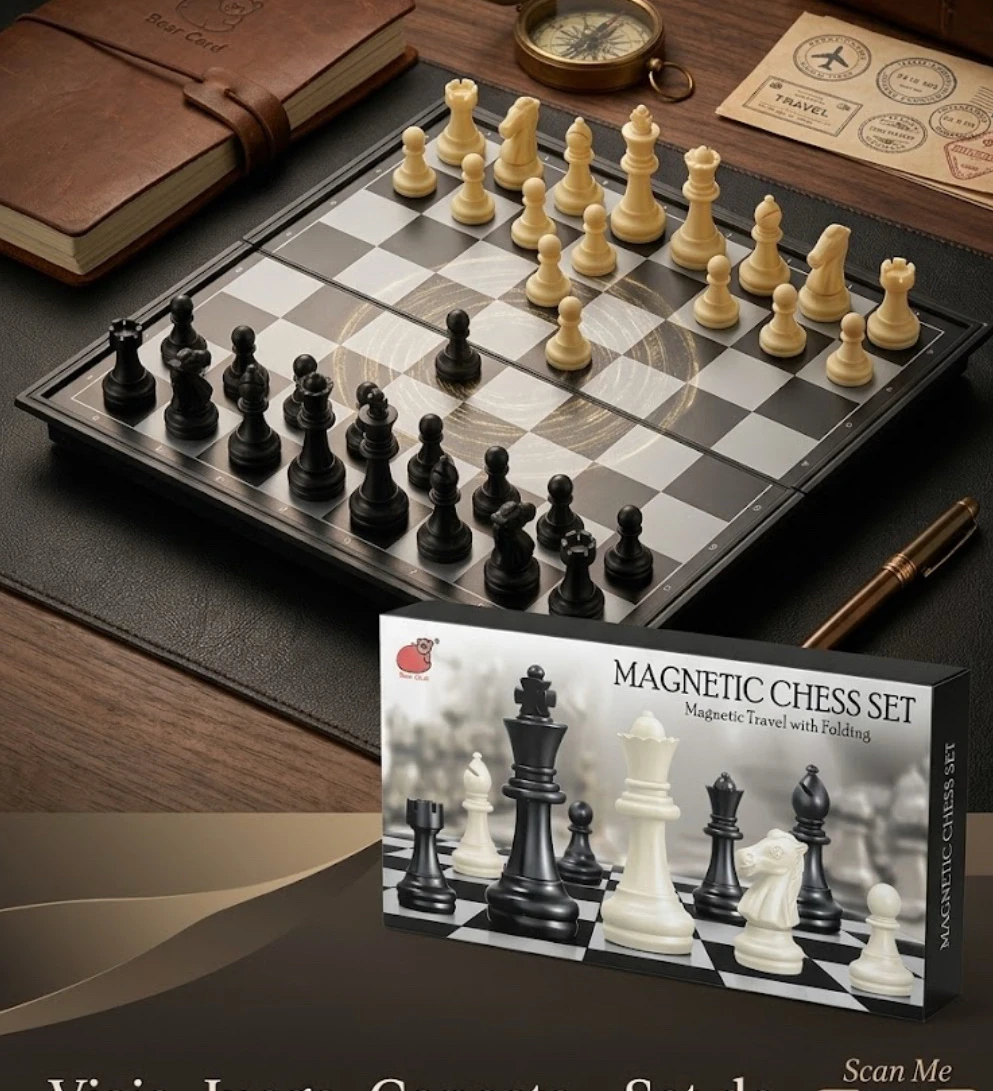 Ajedrez Magnético Portátil Bear Card - Set de Viaje Plegable