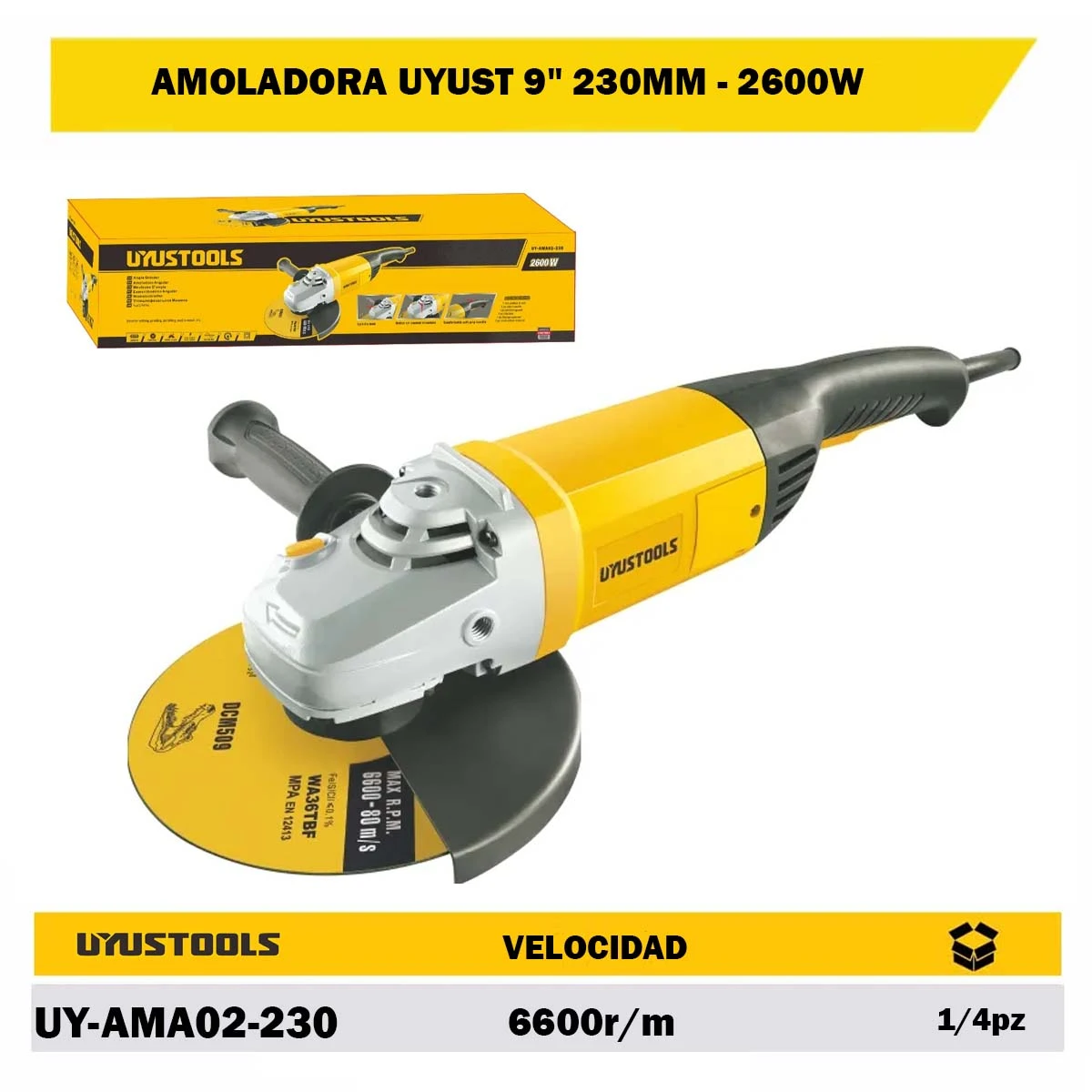 AMOLADORA UYUST 9" 230MM -2600W