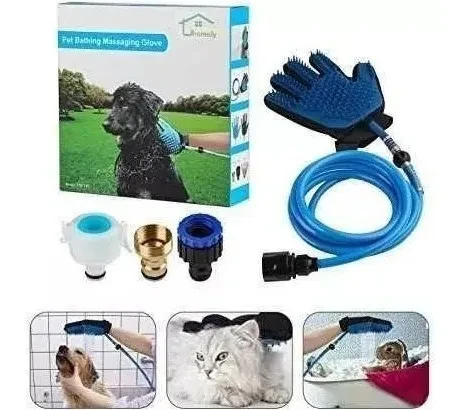 Guantes Baño para mascotas con manguera