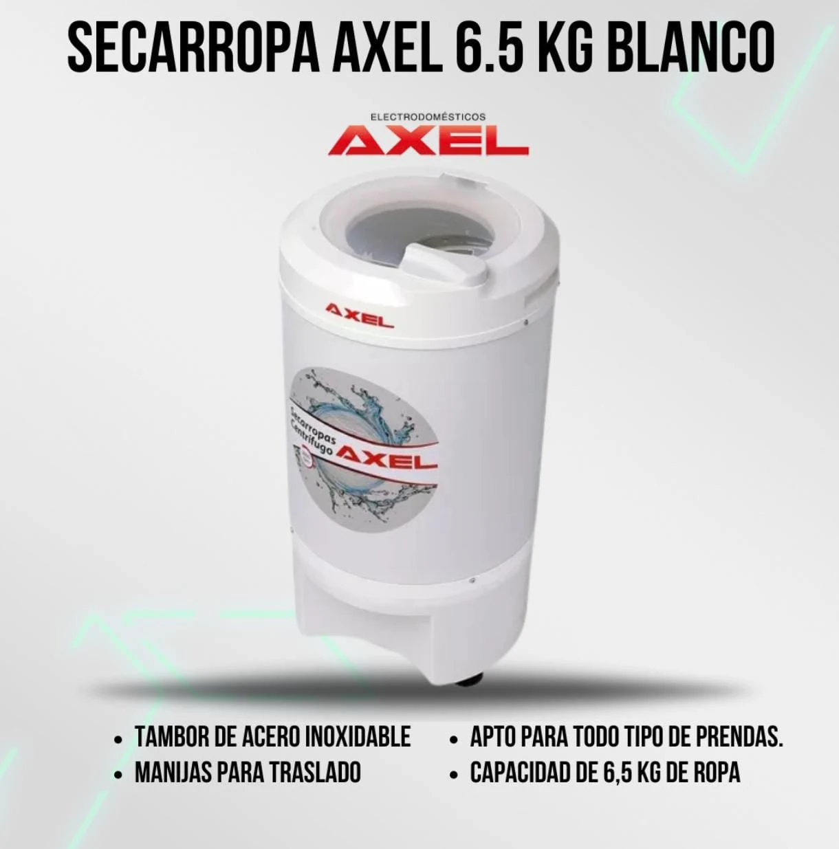 SECARROPAS AXEL 6,5KG BLANCO 