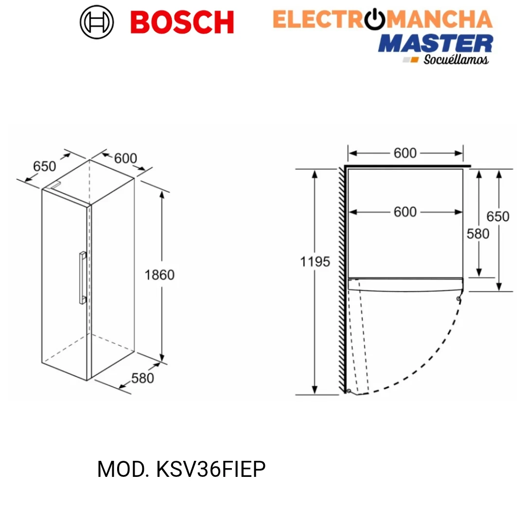 FRIGO 1 PUERTA BOSCH KSV36FIEP INOX 1,86*60 E 4