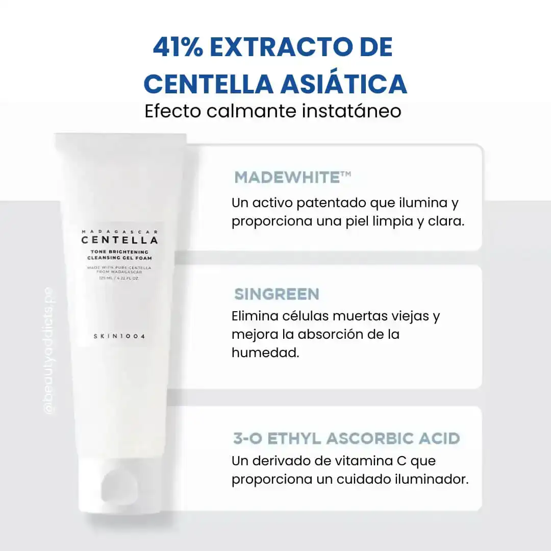 Gel limpiador iluminador con centella de Madagascar (125 ml) SKIN1004 4