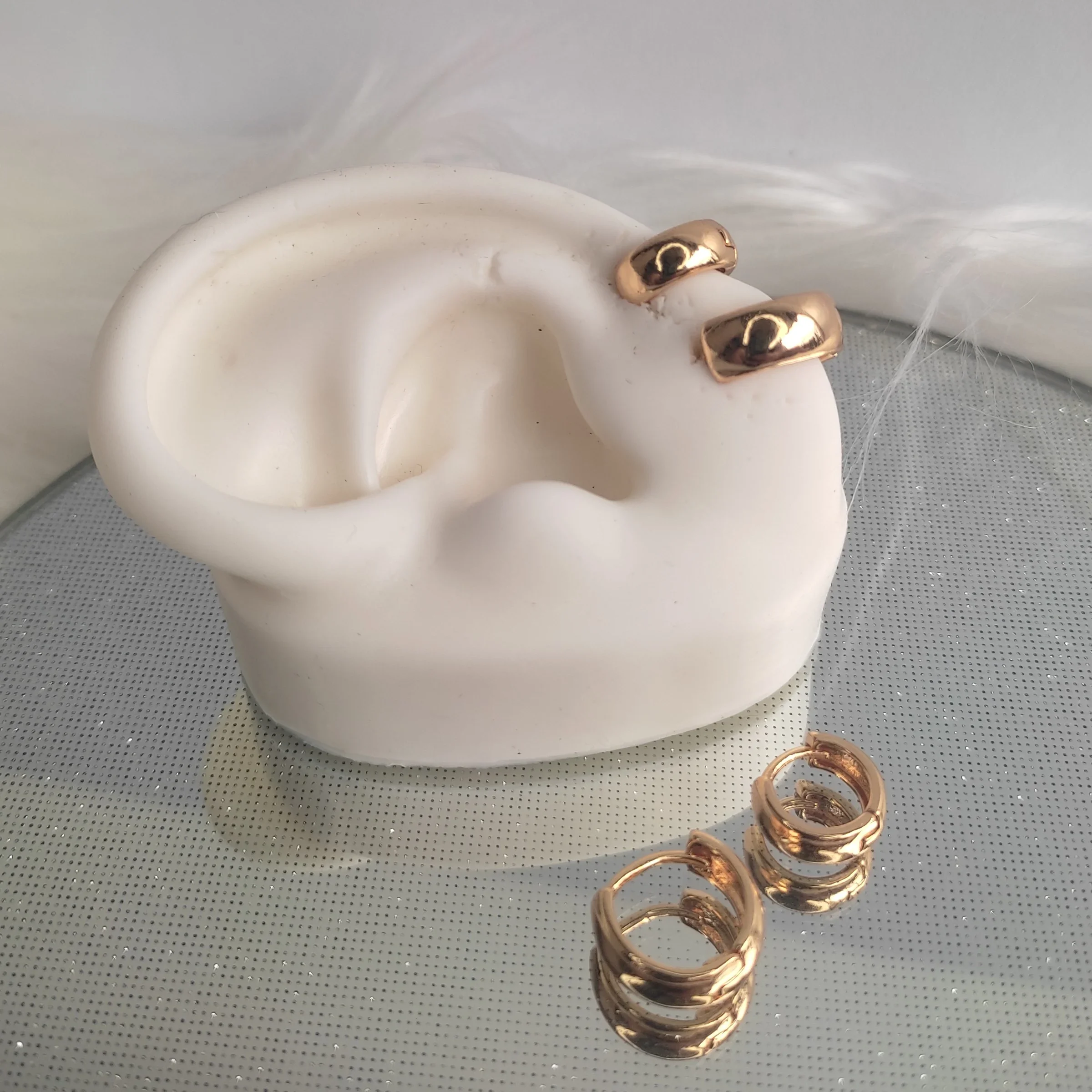DUO HOOPS + MINI HOOPS LISOS GRUESOS 3