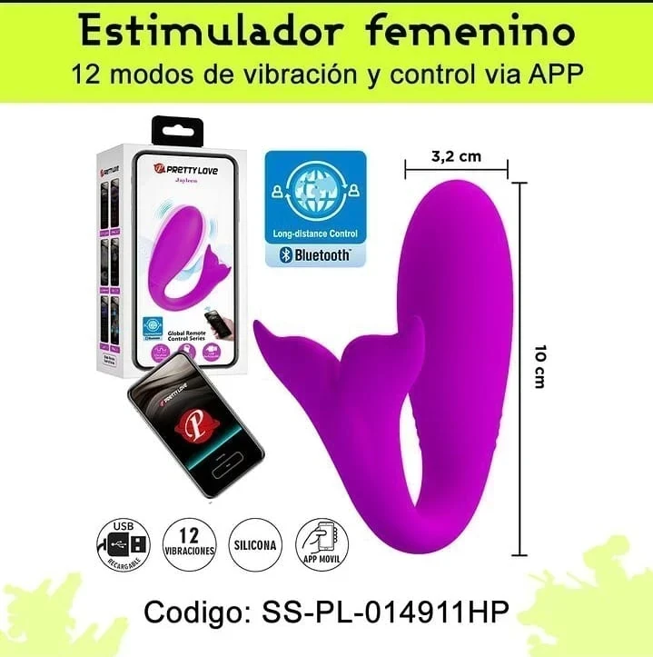 Estimulador femenino con 12 modos de vibracion y control via APP