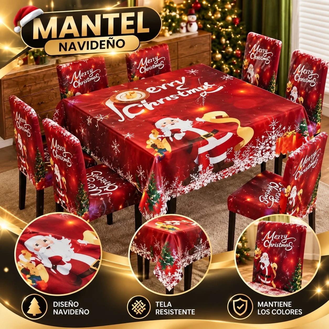 JUEGO NAVIDEÑO PARA MESA Y SILLAS 3