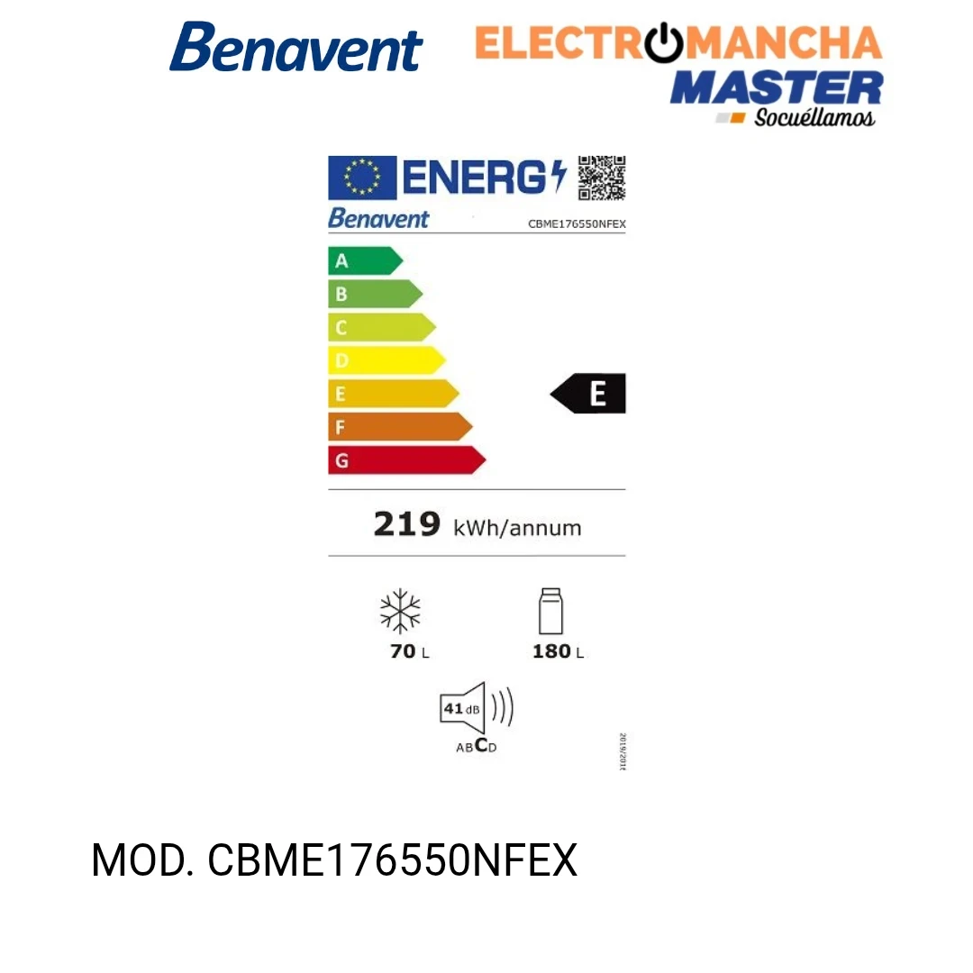 FRIGO COMBI BENAVENT CBME176550NFEX INOX 1,80*55 NF E 3