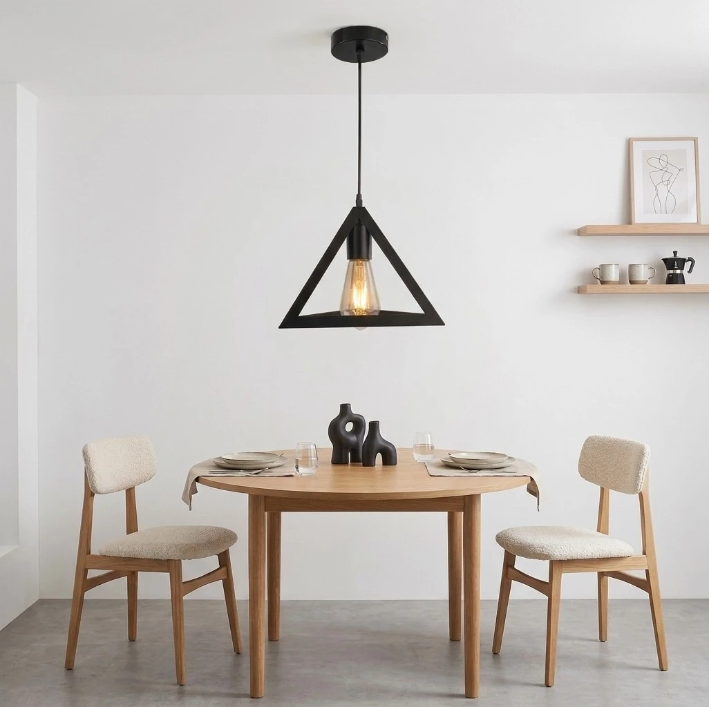 LAMPARA COLGANTE TRIANGULAR NEGRA 1L E27 2