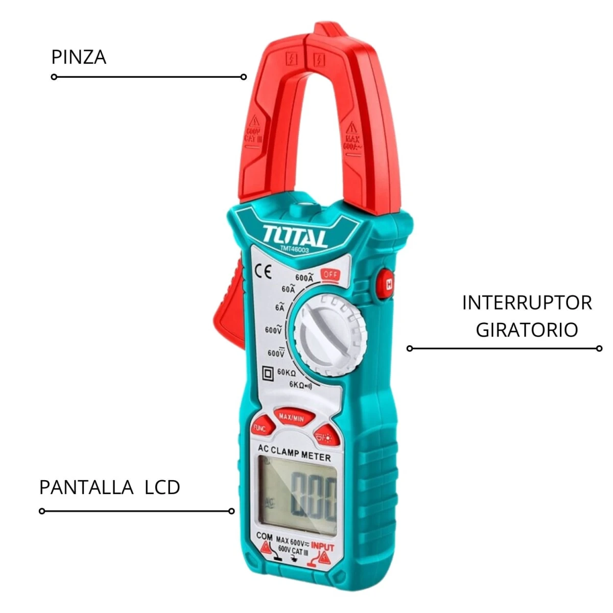 TMT46003 Pinza amperimetrica ac 600a digital total  3