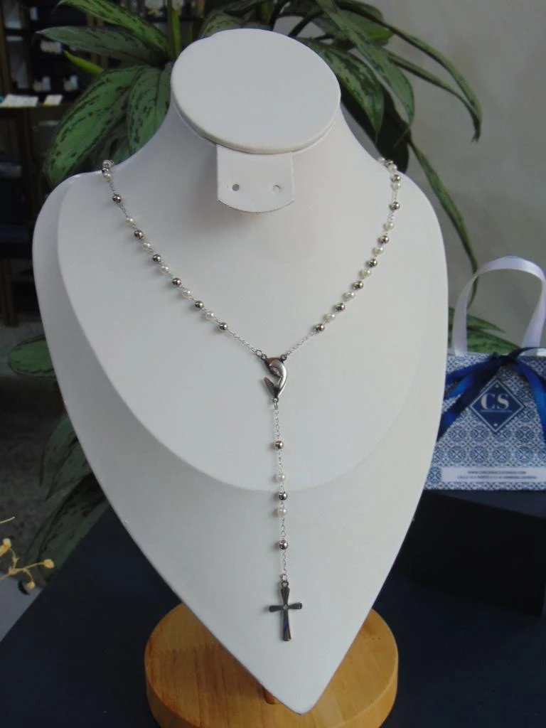 CAMANDULA ACERO PLATE PERLAS Y BALIN