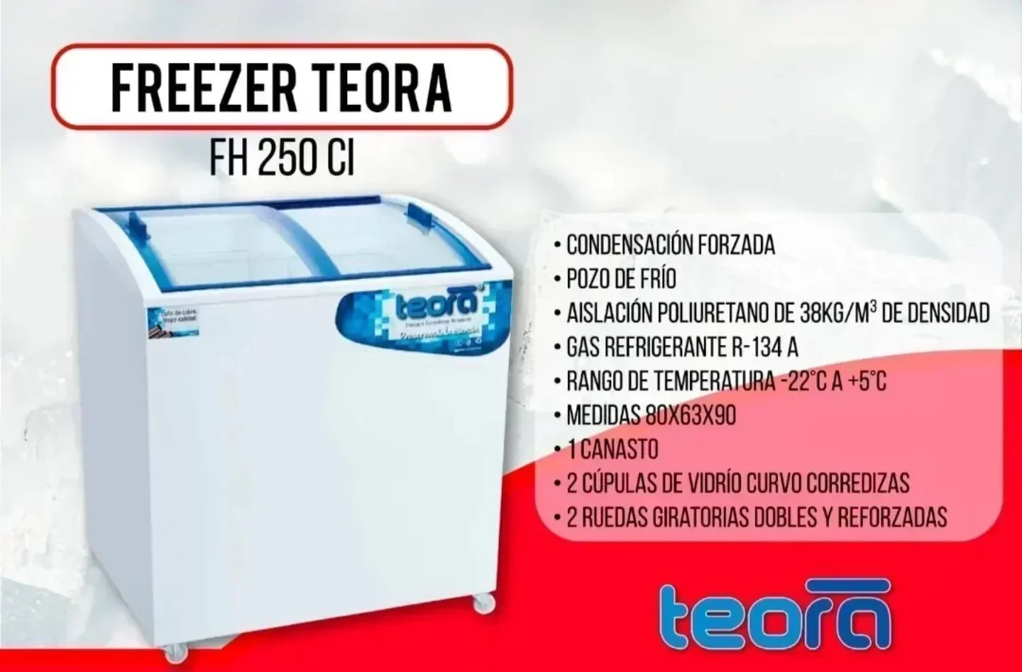 Freezer Exhibidor Teora Fh 250 cl de pozo 