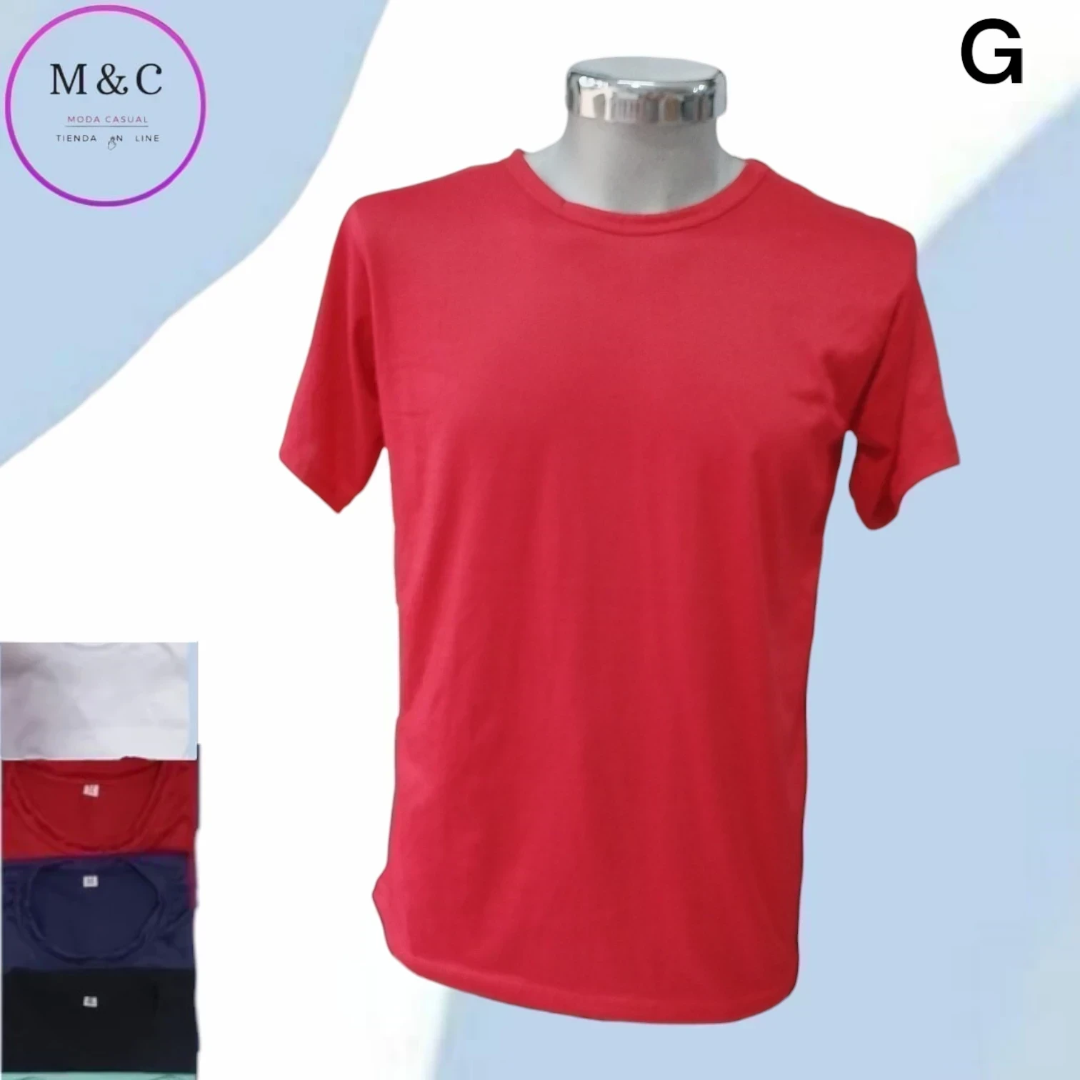 Playera lisa G colores manga corta 
