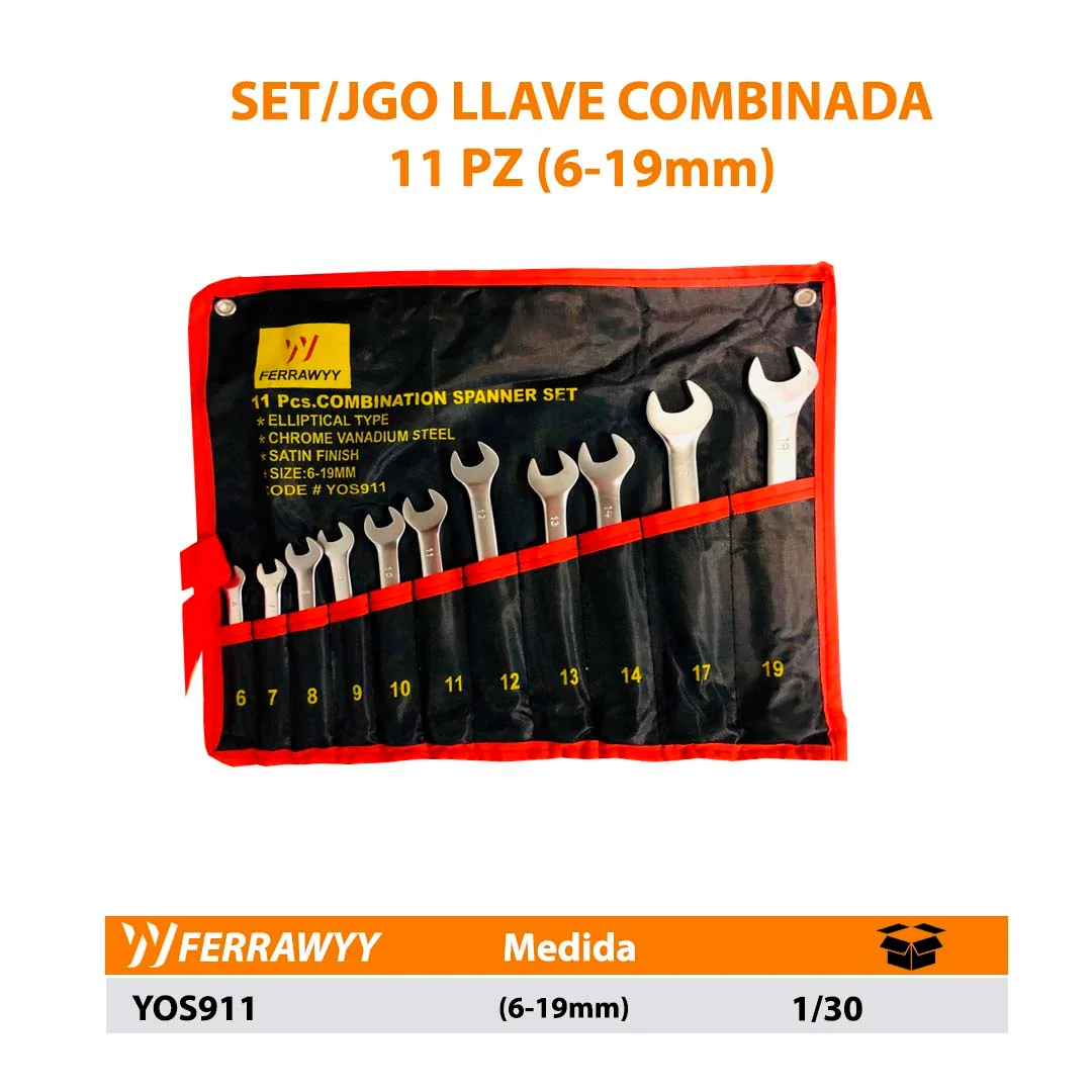SET/JGO LLAVE COMBINADA FWY 11 PZ (6-19mm)