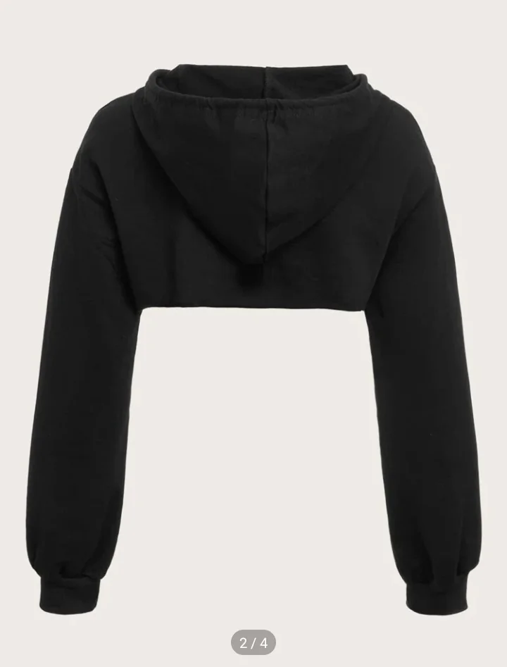 SHEIN Capucha súper corta con diseño con cordón sin camisola 3