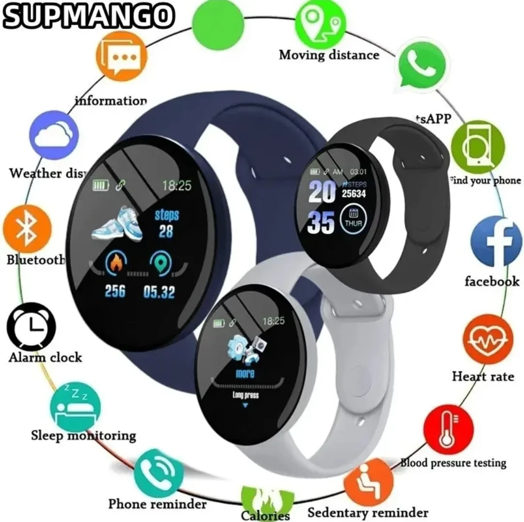 Reloj inteligente azul celeste redondo  2