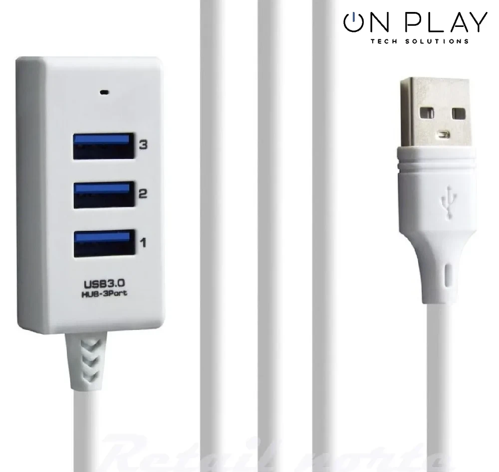 HUB 3 PUERTOS USB 3.0 CON CABLE DE 1 USB DATOS 2 USB solo carga