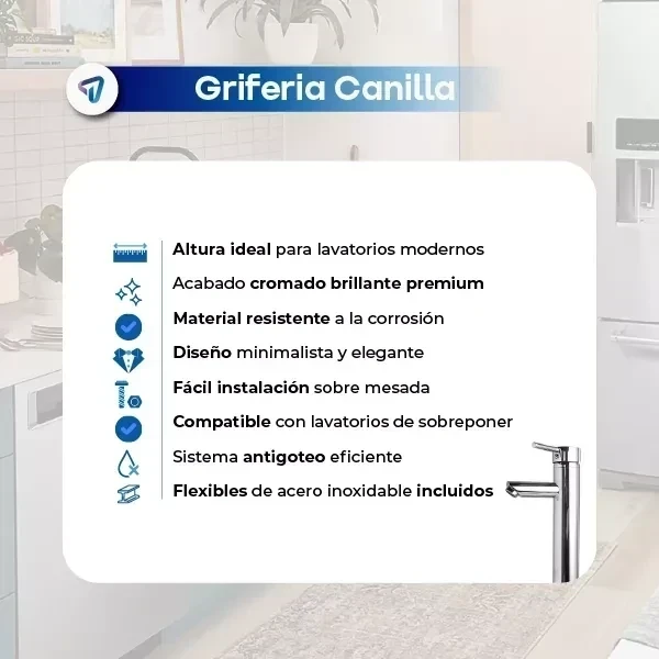 Canilla Grifería Monocomando Cromado Brillante Waggs 2