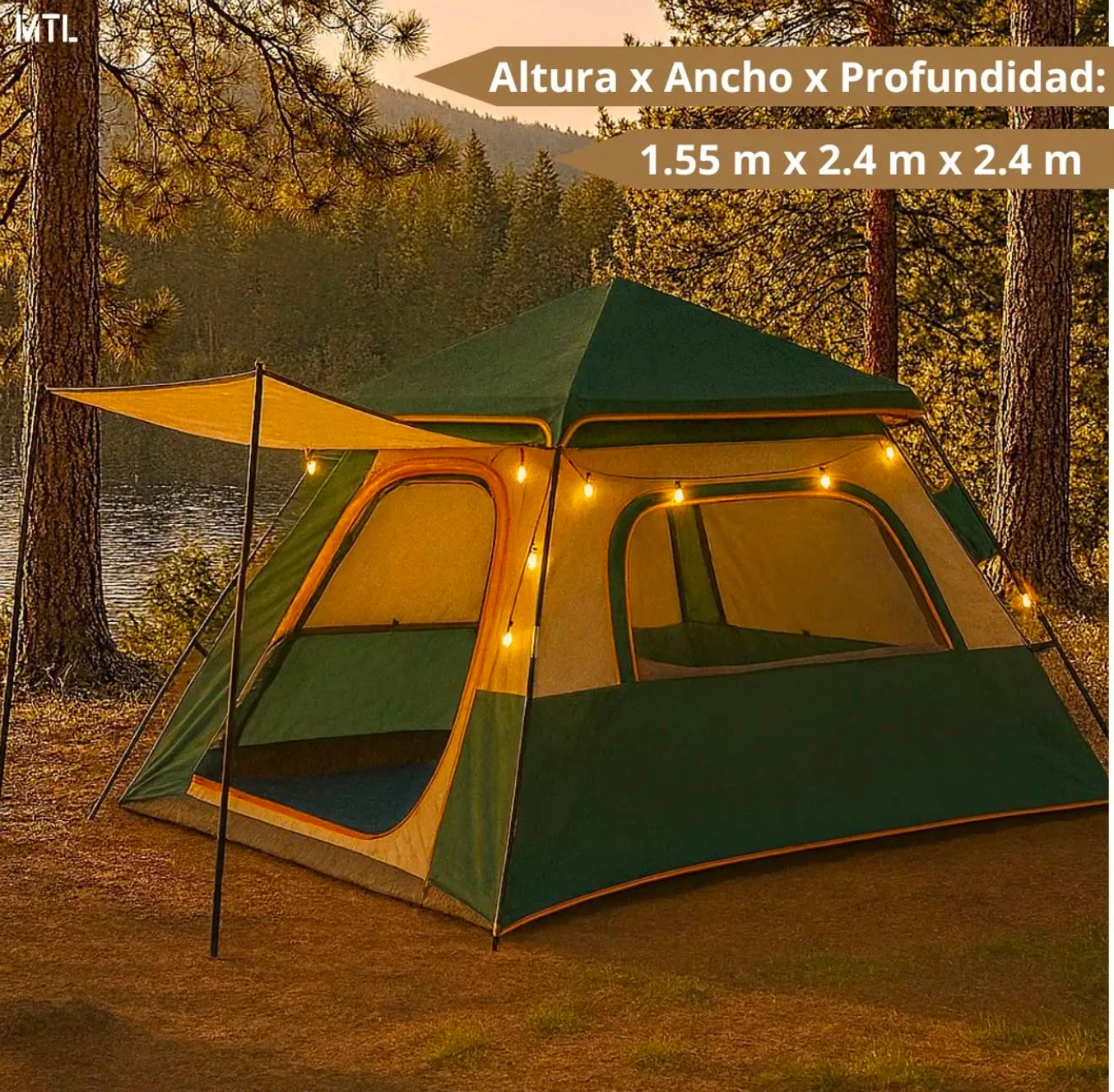 Carpa familiar mtl verde 6 personas