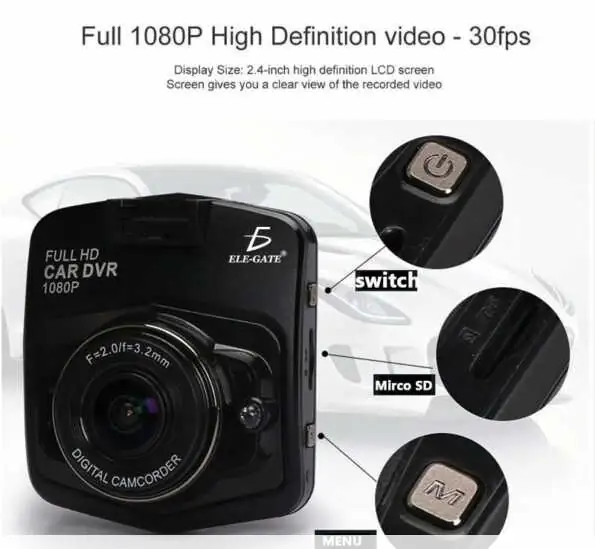 Camara Seguridad Para Auto Sensor De Movimiento Full HD  2