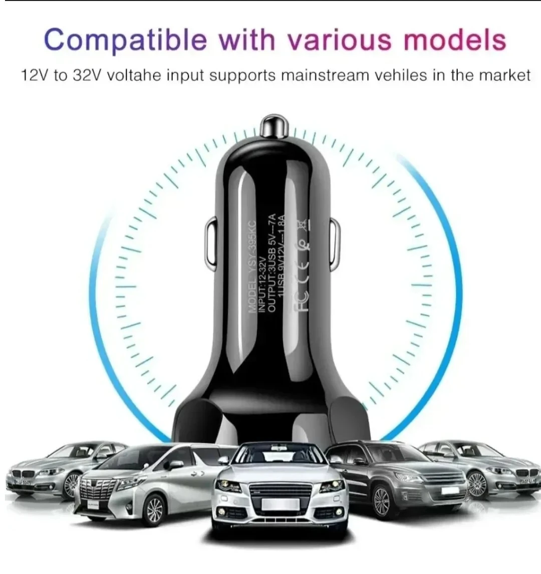 Cargador Auto 3x Usb 1.8a 7a Carga Rapida 12-24v  2