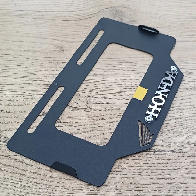 Honda / Porta placa acero negro logo 3d cromado ML
