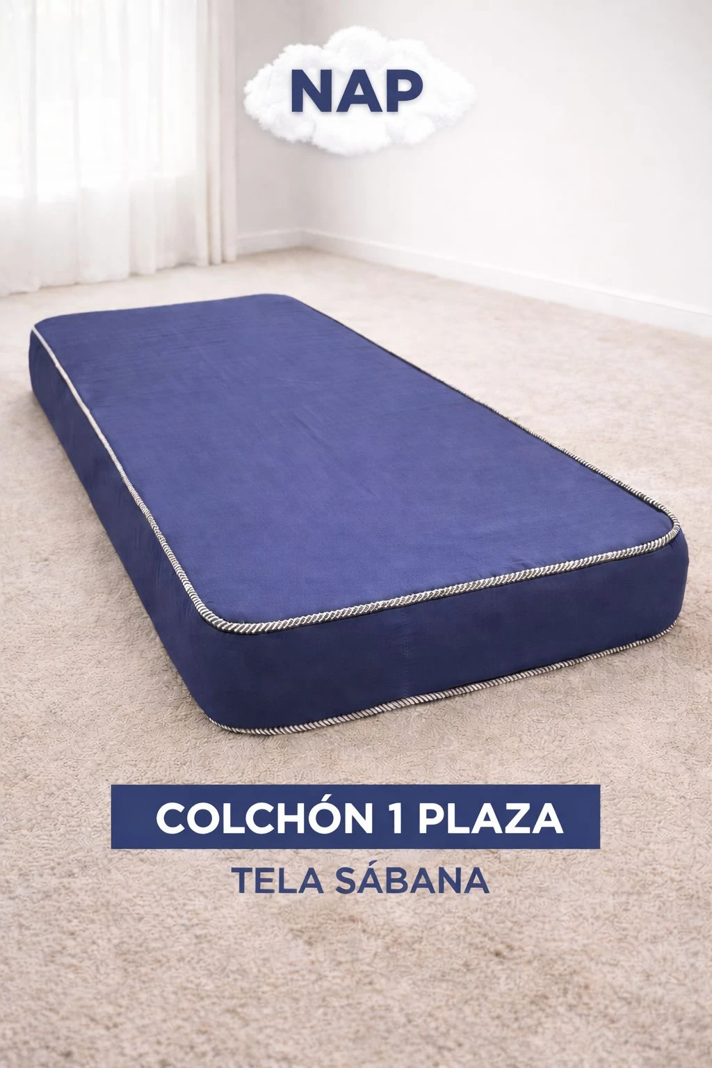 COLCHON ESPUMA TELA SABANA 1 PLAZA
