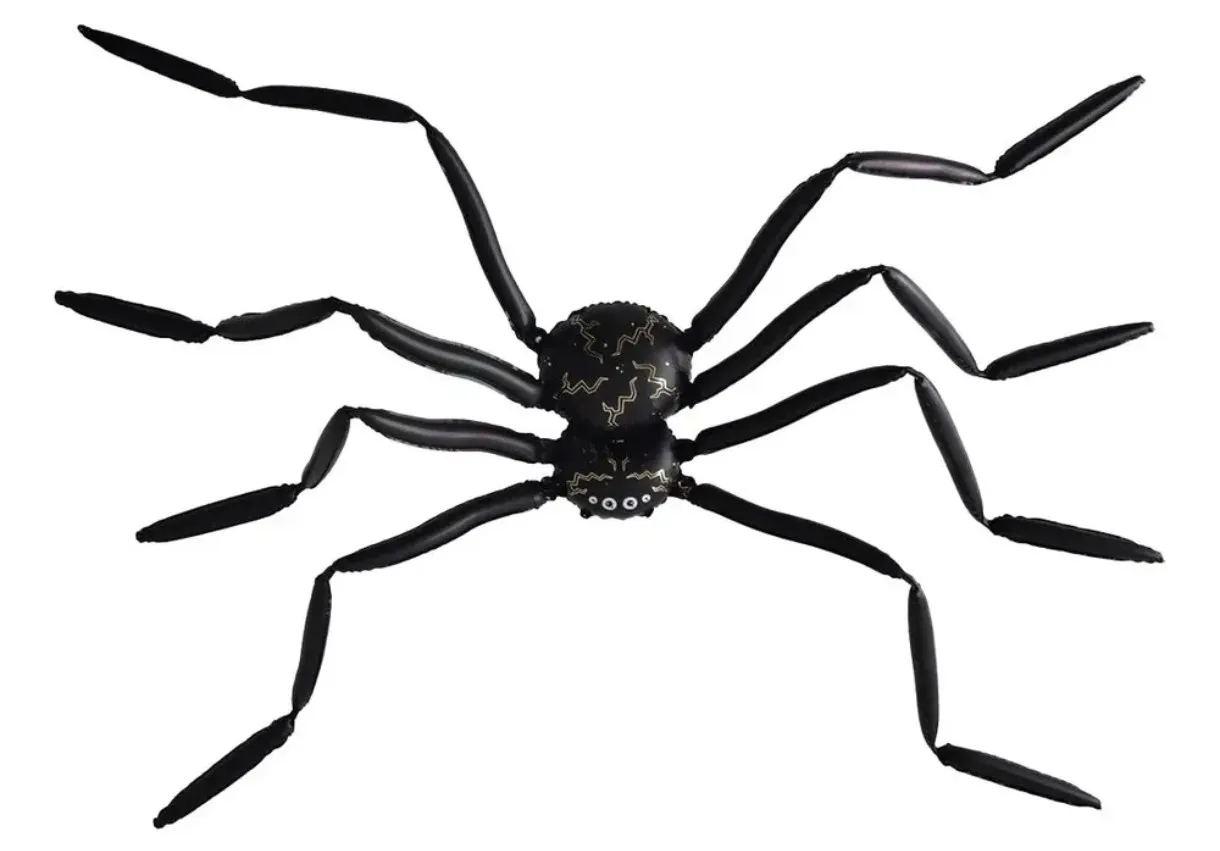 Globo metalizado gigante araña negra con dorado 48x310cm 9pcs con pegatinas