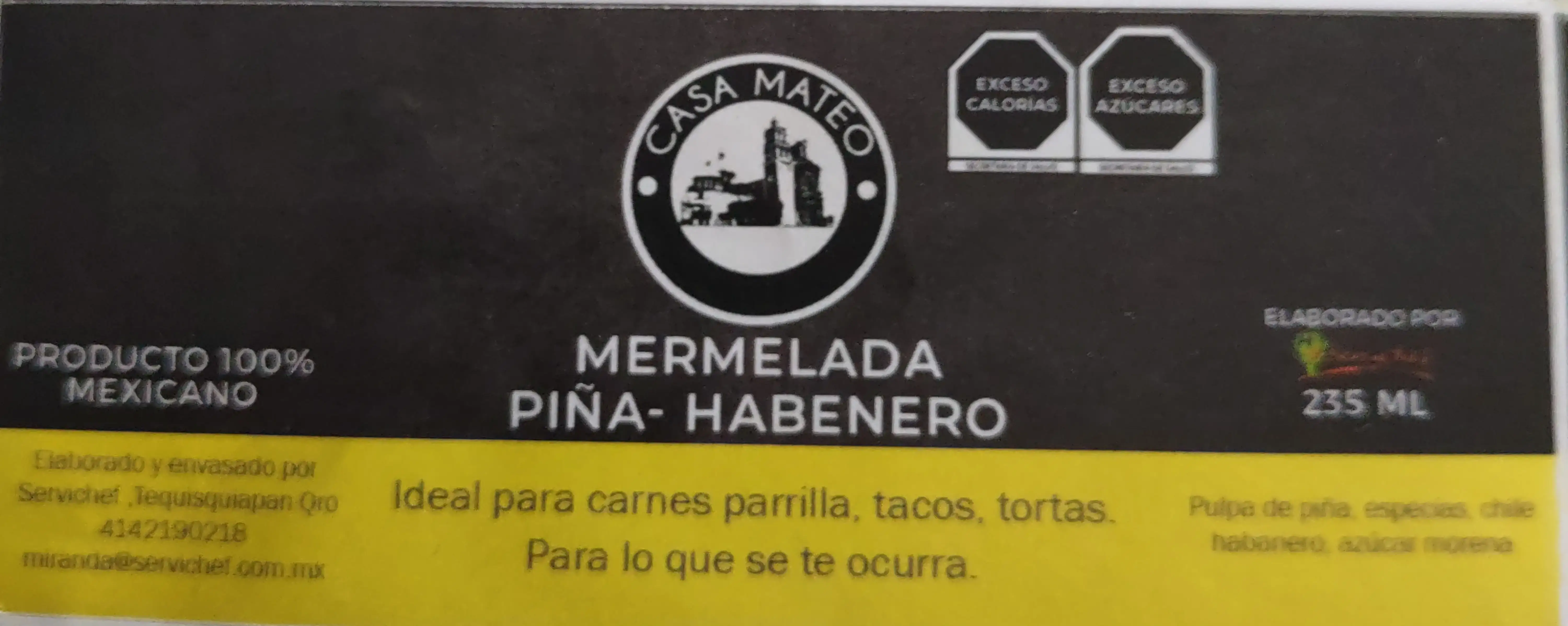 Mermelada piña habanero Casa Mateo 235g