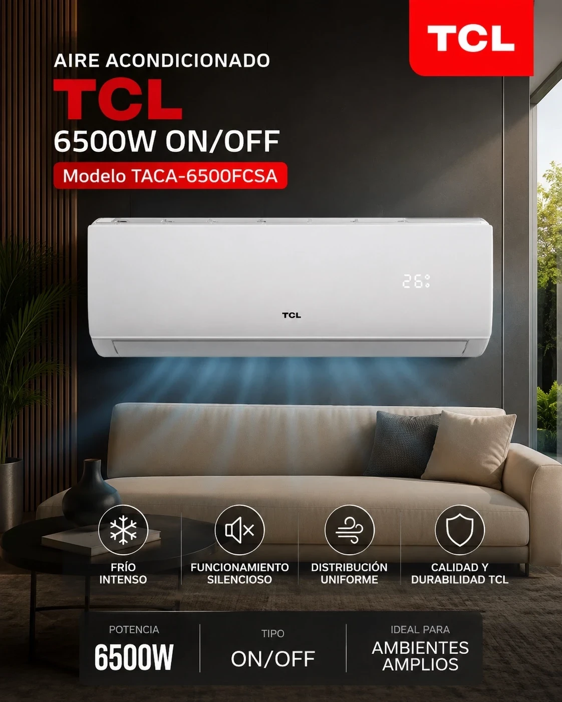 AIRE ACONDICIONADO TCL ON OFF 6500W ‼️SOLO POR PEDIDOS ‼️ 