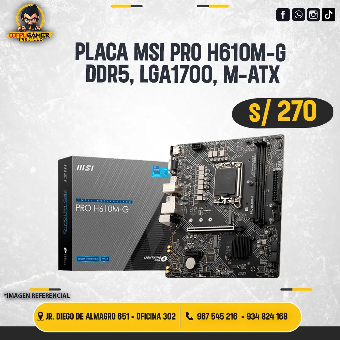 PLACA MSI H610M-G LGA1700, DDR5