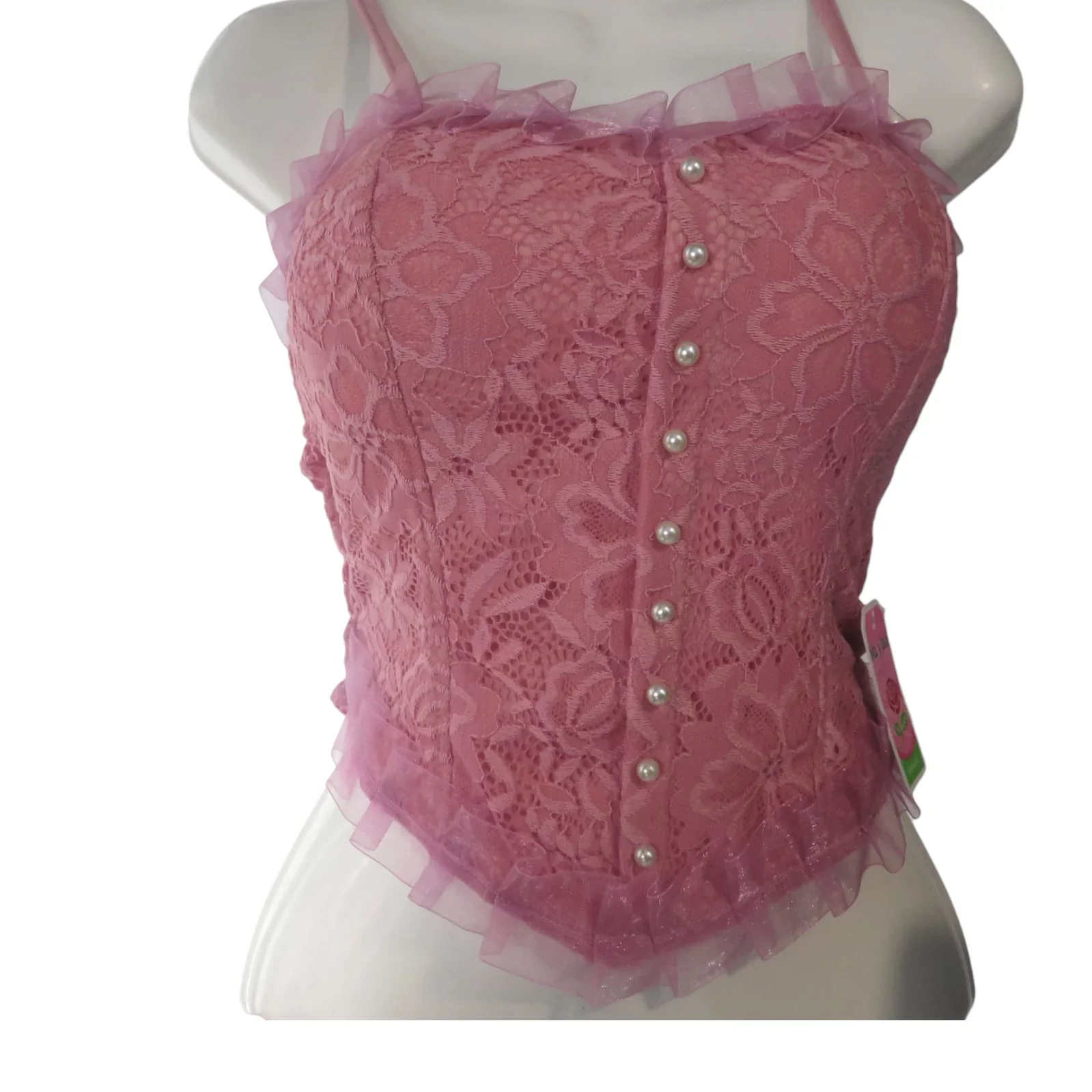 Crop top rosa perlas