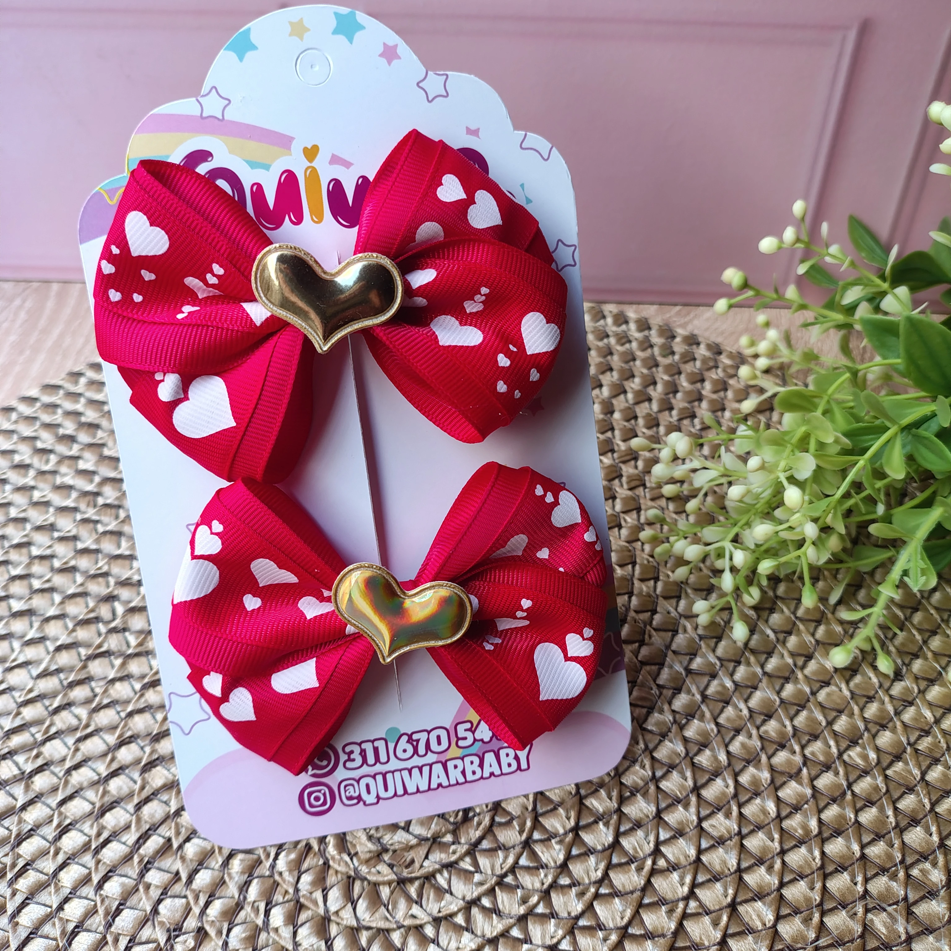 Set corazón rojo con blanco