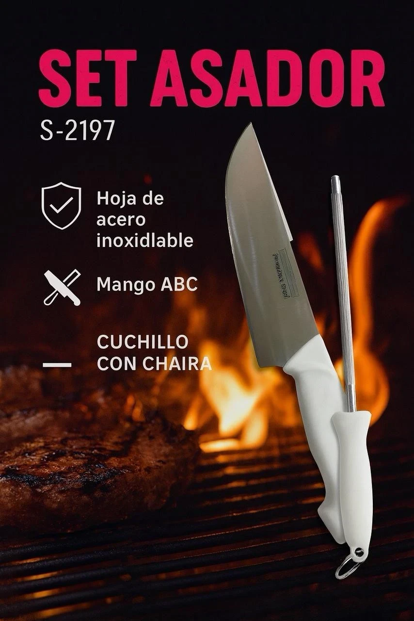 SET ASADOR CUCHILLA Y CHAIRA S-2197