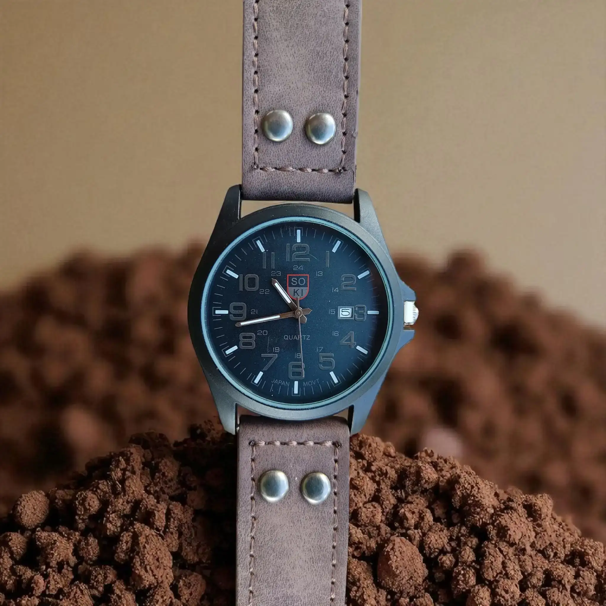 Reloj Masculino redondo café  2