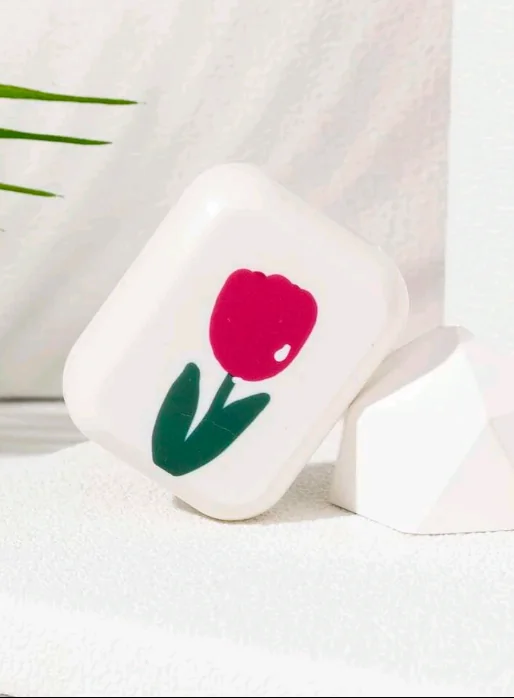 estuche para pupilentes rosa/blanco