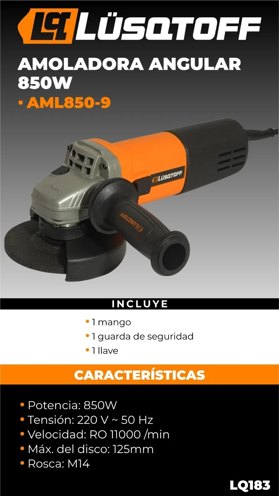 Amoladora angular Lusqtoff AML850-9
