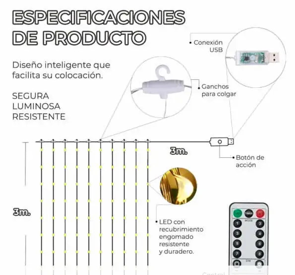 Cortina Luz LED Luz Blanca  2